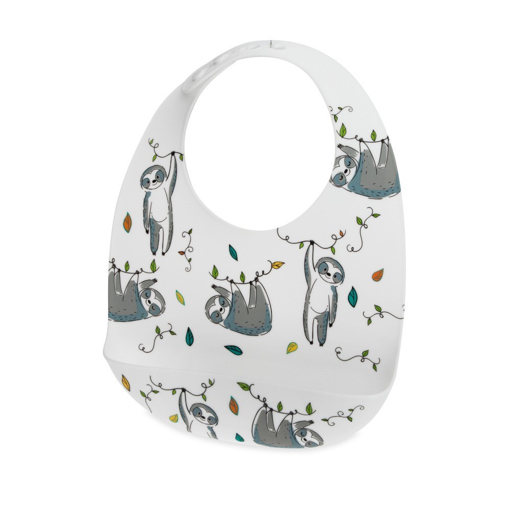 Nuby Silicone Bib Celemek Bayi White Sloth