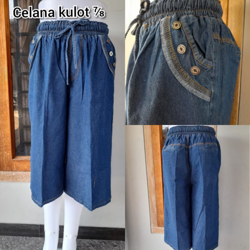 kulot pendek jeans wanita,celana jeans 7/8