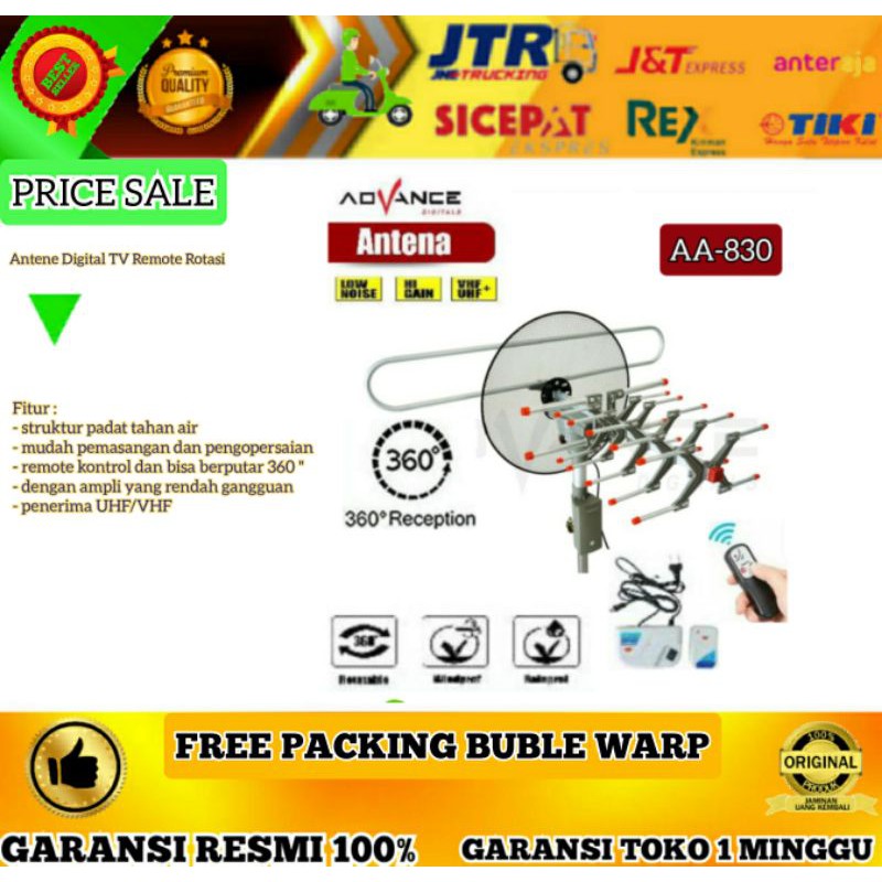 ANTENA DIGITAL TV REMOTE ROTASI ADVANCE AA 830 AA-830 DAPAT BERPUTAR 360* RECEPTION FULL HD1080