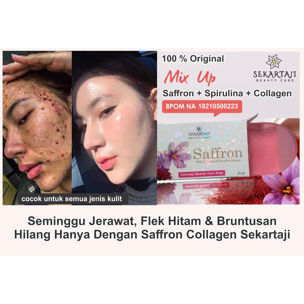 Saffron With Collagen Spirulina Sabun Pemutih Wajah Dan Penghilang Flek Hitam Saffron Sekartaji Indonesia