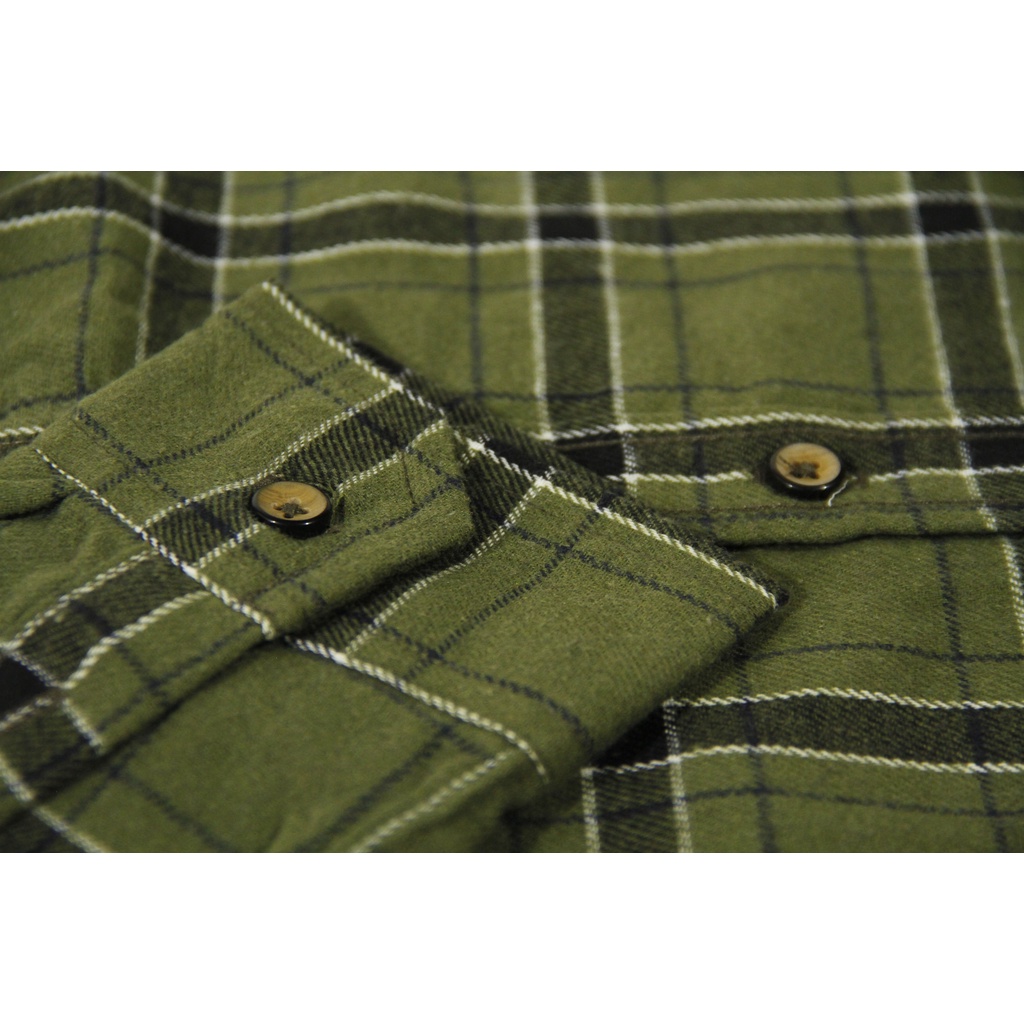 COD Kemeja Flanel Unisex Lengan Panjang Slimfit | Ilefen Tuelef Army Green 100% Original Brand