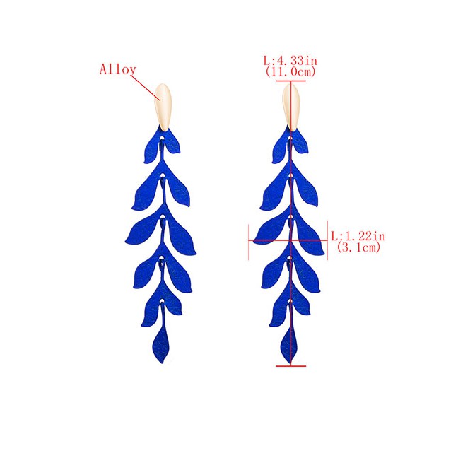 LRC Anting Tusuk Fashion Willow Leaf Multilayer Alloy Leaf Earrings D86698