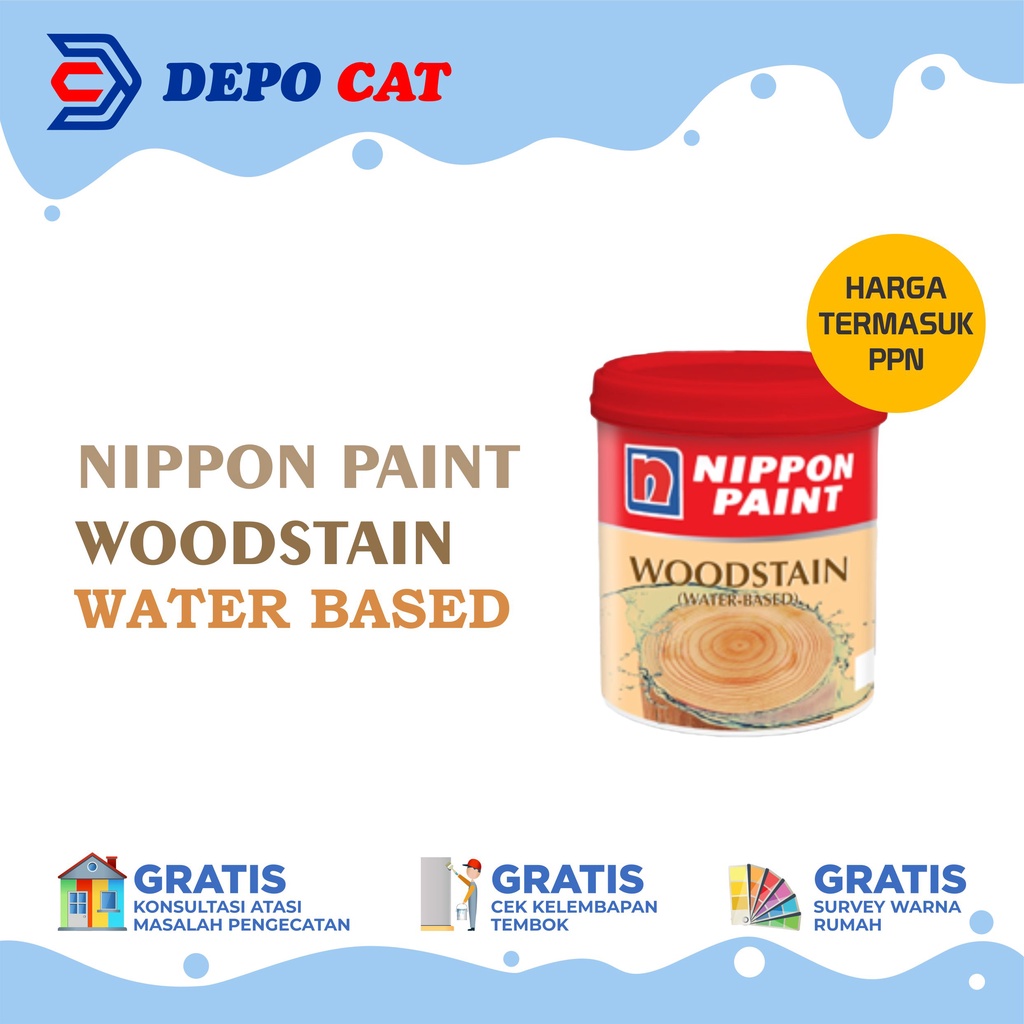 Nippon Paint Wood Stain Politur Kayu Waterbase 1 Ltr