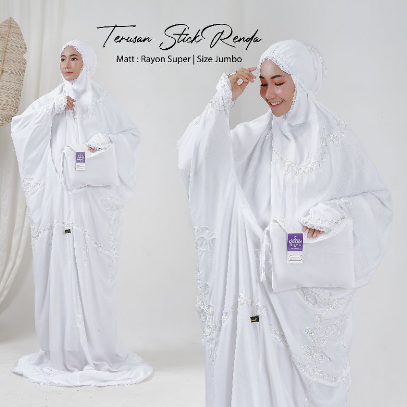 Mukena Terusan Putih | Mukena Terusan Bordir Stik