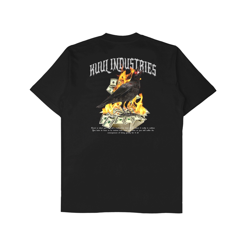 Kuul Industries - Tshirt Money Burn Crown Black | Kaos Baju Cotton Katun Pria Wanita Distro | Kaos Oblong | Tshirt Hitam