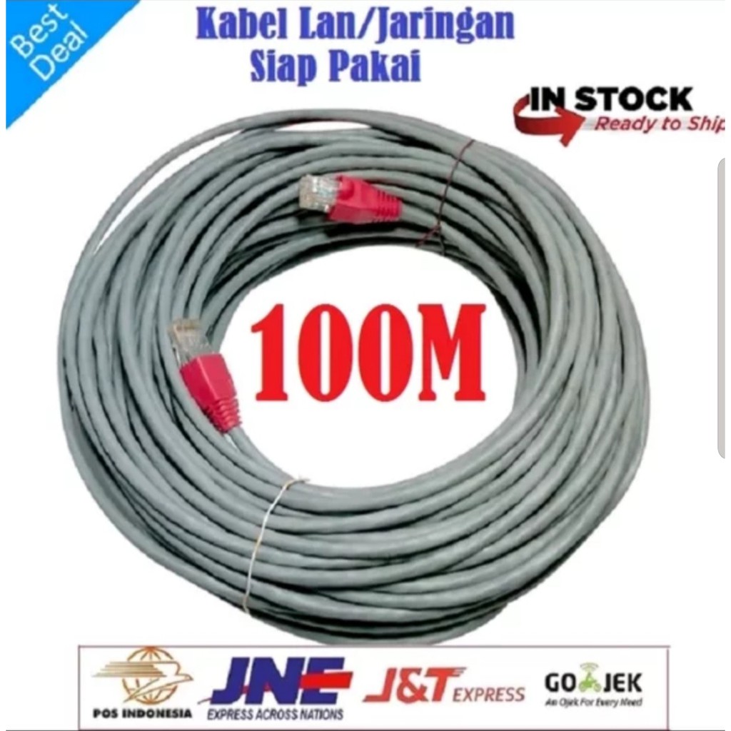 Kabel Lan UTP Cat 5e 100 meter Indoor CCA Abu Abu Wifi/Internet [siap pakai] 100 M