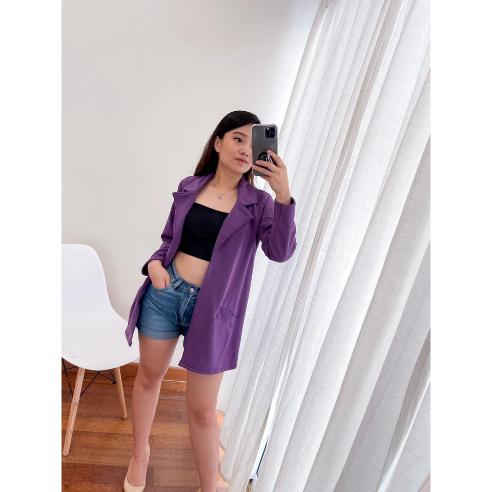 blazer wanita blezer panjang long blezzer dress scuba kekinian ala korea modern premium terbaru