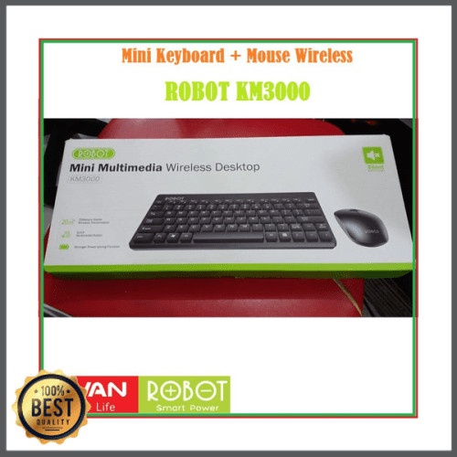 GARANSI 1 TAHUN  ROBOT KM3000 COMBO WIRELESS OPTICAL KEYBOARD AND MOUSE