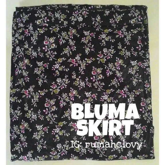 Rok panjang katun jepang motif bunga (hitam)
