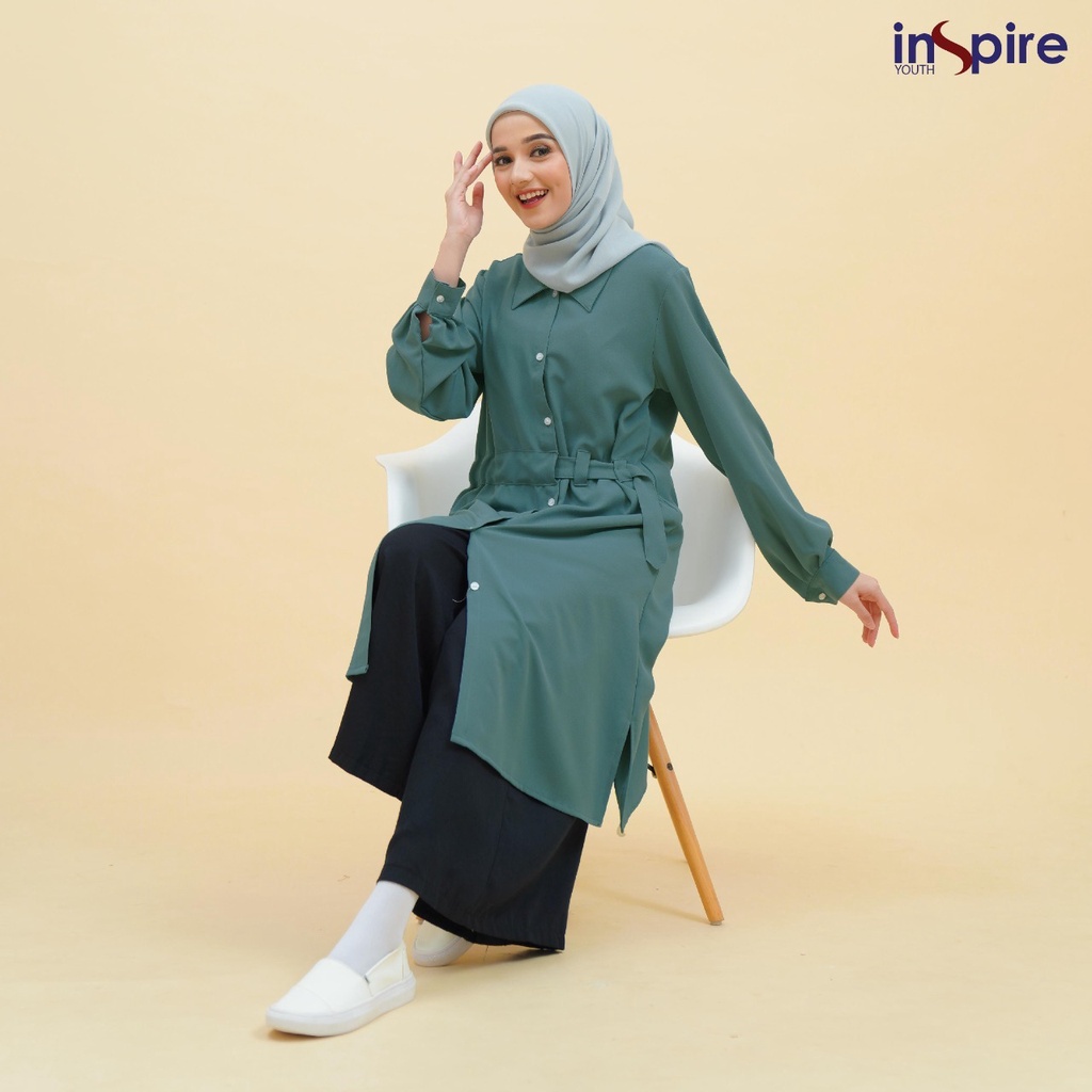 Inspire ITU 42 Atasan Tunik Wanita Muslimah Bahan Crezia Crepe Tunik Polos Panjang Casual Outfit