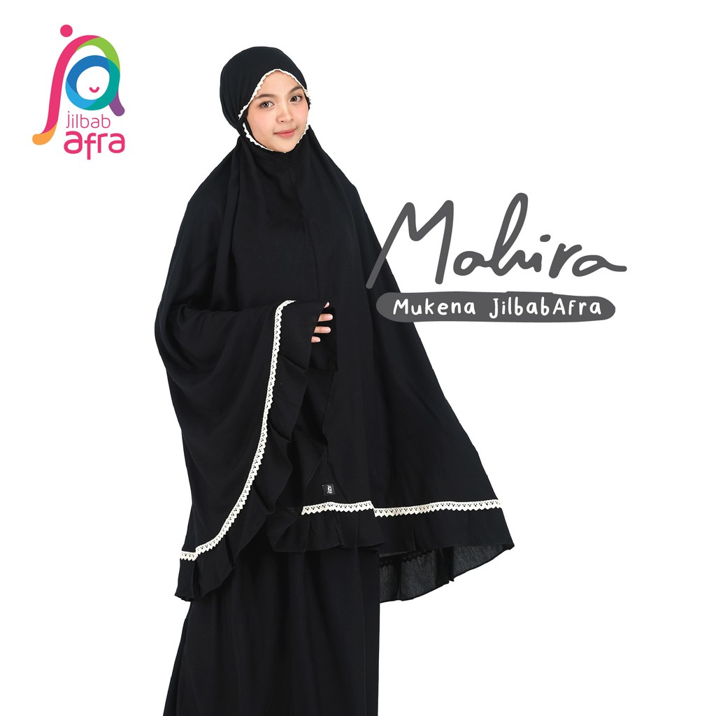 Mukena Polos Dewasa Merek Afra (Arfa) Mahira - Charcoal - Bahan Katun Rayon HQ