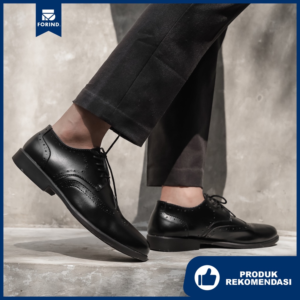 Wingtip Black | Sepatu Pantofel Formal Casual Kasual Kerja Kuliah Pria Cowok Kantor | FORIND x Worka