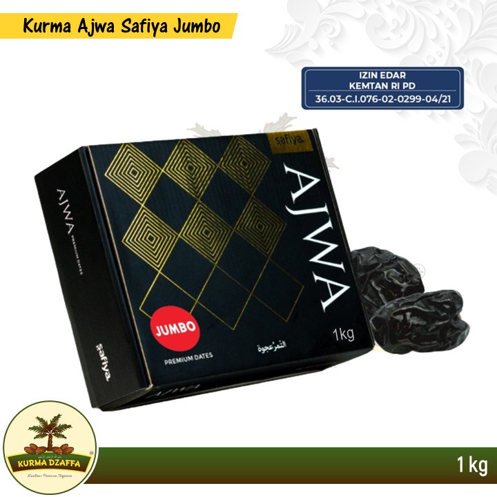 

Kurma Ajwa Safiya Madinah Jumbo 1 kg/Kurma Nabi Jumbo