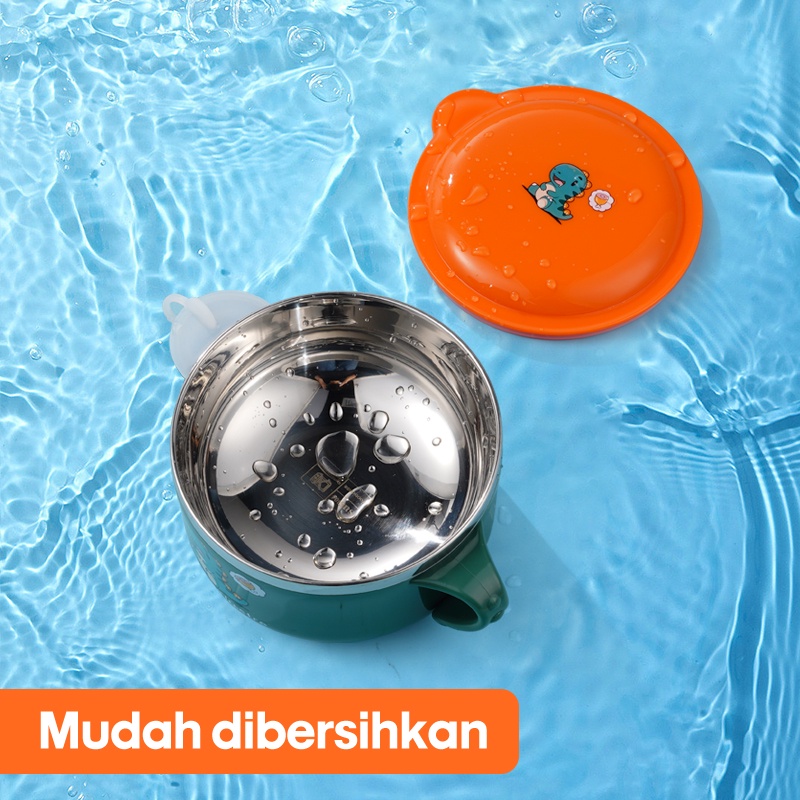Letyeah &amp; Kaizenliving kotak mangkuk makan Bayi Anti Panas/Peralatan Makan Mangkuk Mie Stainless baby safe