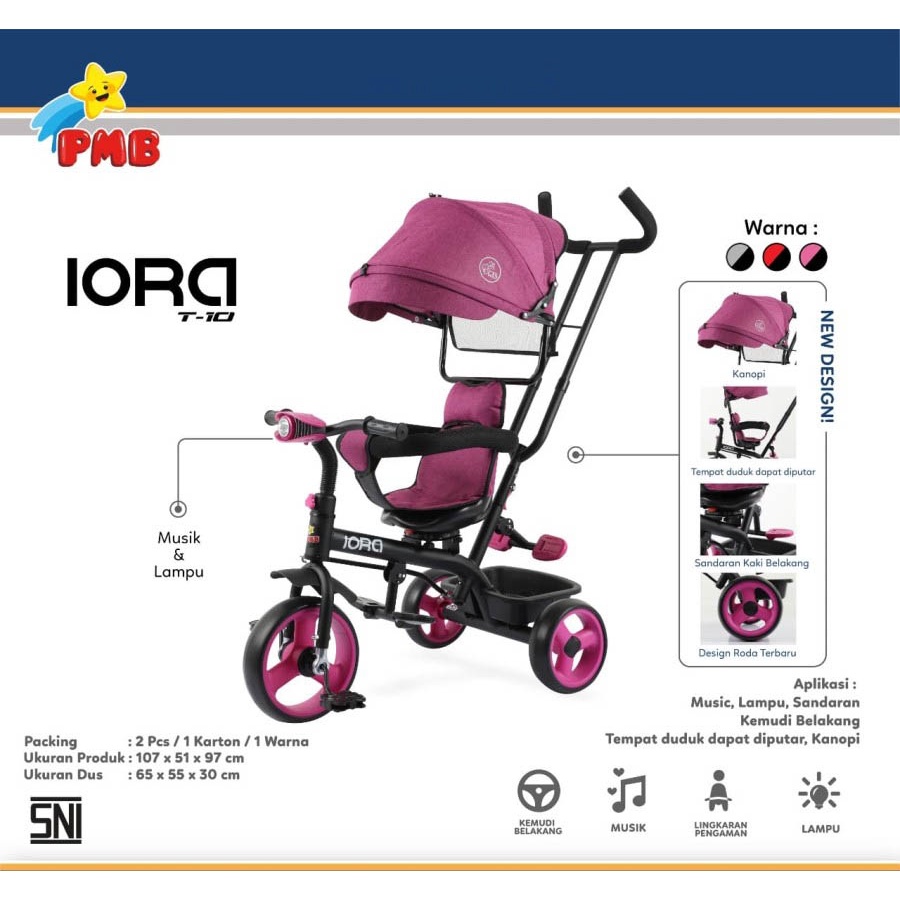 Sepeda Anak Tricycle IORA T10 PMB TOYS Roda Tiga Garansi Original SNI COD-3