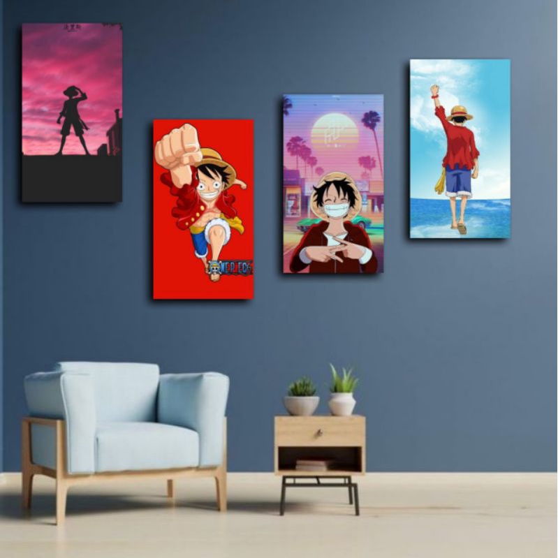 Hiasan Dinding Kamar Frame Kayu One piece Monkey D'luffy