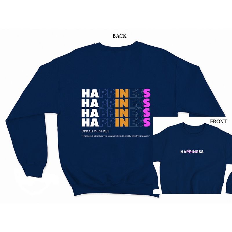 Sweater crewneck basic pria wanita (Happiness)