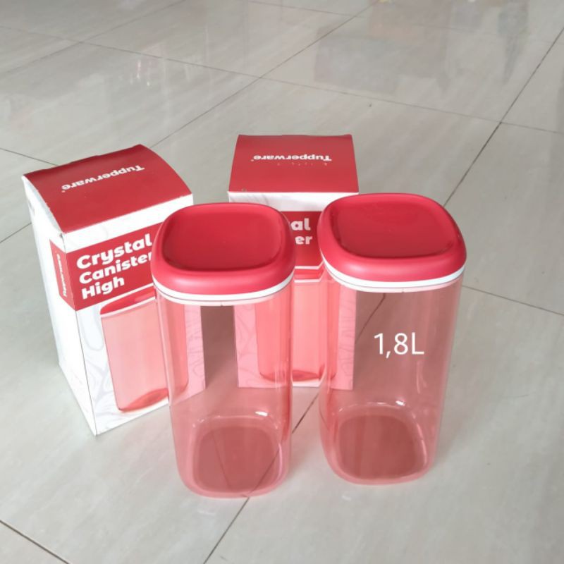 crystal high canister/toples bening tupperware