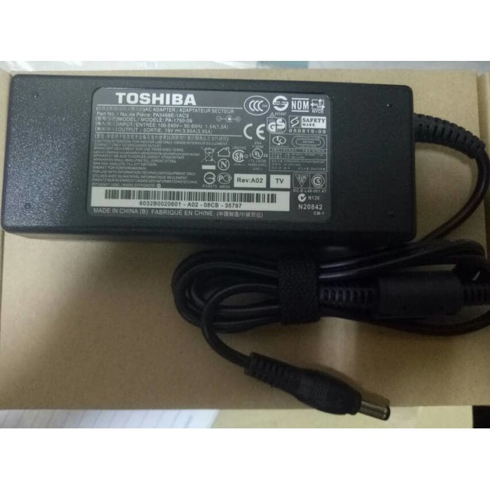 charger laptop/adaptor laptop toshiba 19v3.95a dc5.5x2.5mm original free kabel power ke adaptor