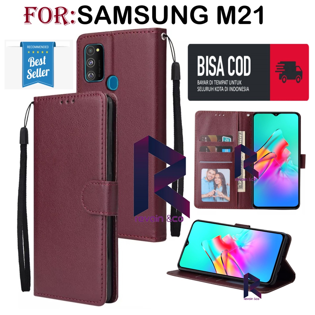 SAMSUNG GALAXY M21 CASE FLIP WALLET LEATHER KULIT PREMIUM SARUNG BUKA TUTUP FLIP CASE SAMSUNG M21