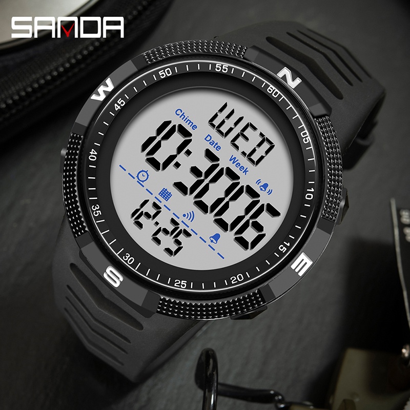 SANDA 6014 Jam Tangan Pria Digital EL Backlight Sport Watch Anti Air WATCHKITE WKOS