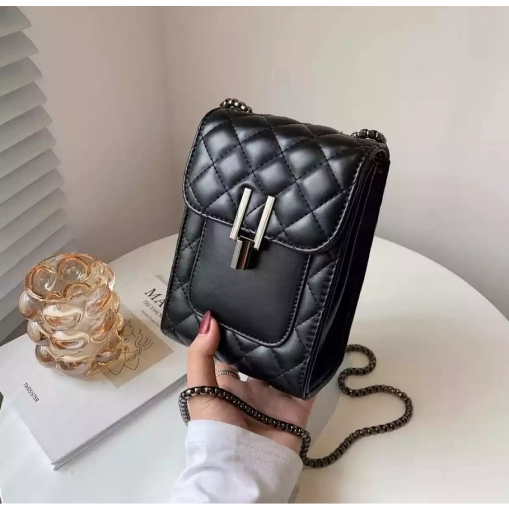 Tas Selempang Wanita cewek Terbaru Fashion Korea, Tas Sling bag Slempang Cewek Black Nikel, Tas Pesta Kondangan Wanita Cewek, Slingbag Wanita Korea Terbaru