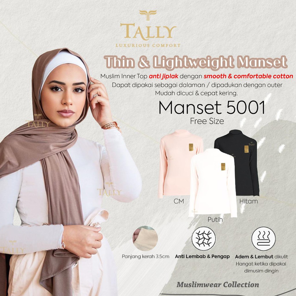 TALLY ATASAN MANSET MUSLIM 5001 I FREE SIZE I FIT XXL I BAHAN KATUN PREMIUM