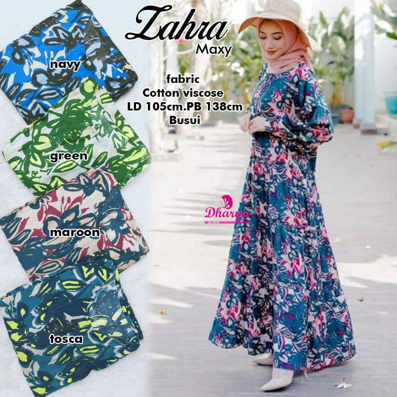 ZAHRA MAXI/DRESS/GAMIS/DRESS MURAH/GAMIS MURAH/DRESS MUSLIM/PAKAIAN MUSLIM WANITA By:Dharya