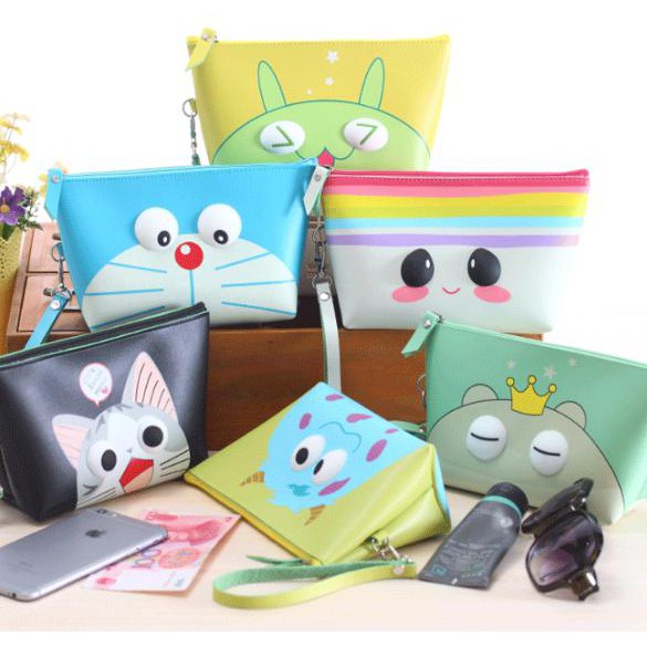 Tas Kosmetik/Pouch Make Up/Dompet Wanita Lucu Korea 3D/Tempat pensil - Doraemon |ORIGINAL KUALITAS