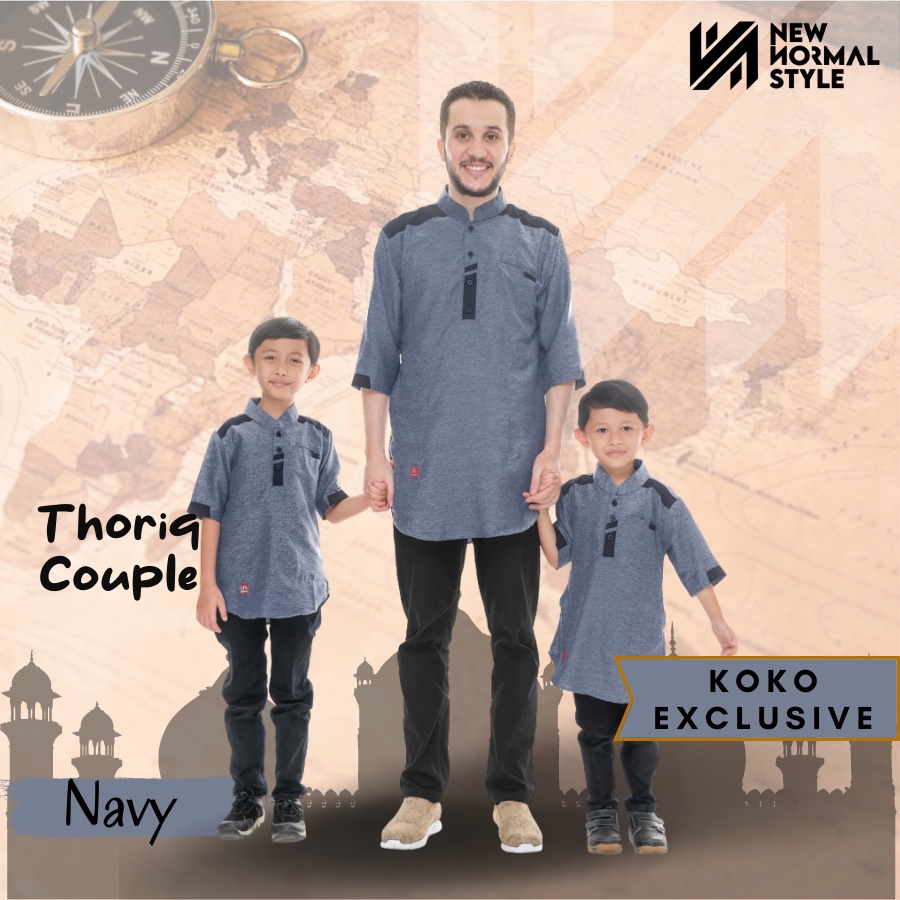 Thoriq Couple Series Baju Kemeja koko Kokoh Kemko Pria Dewasa Couple Ayah dan Anak Laki Laki Cowok 8 10 12 13 Tahun Lengan Pendek Terbaru 2022