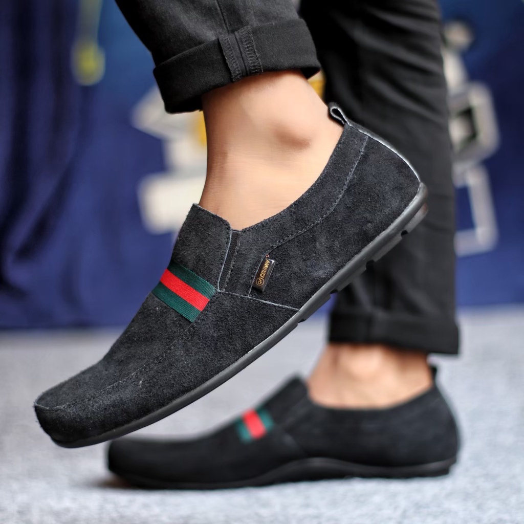 SEPATU SLIP ON PRIA KASUAL SANTAI KULIT SINTETIS PU ORIGINAL HANDMADE SLOP CASUAL FORMAL KERJA COWO/COWOK KEREN KEKINIAN