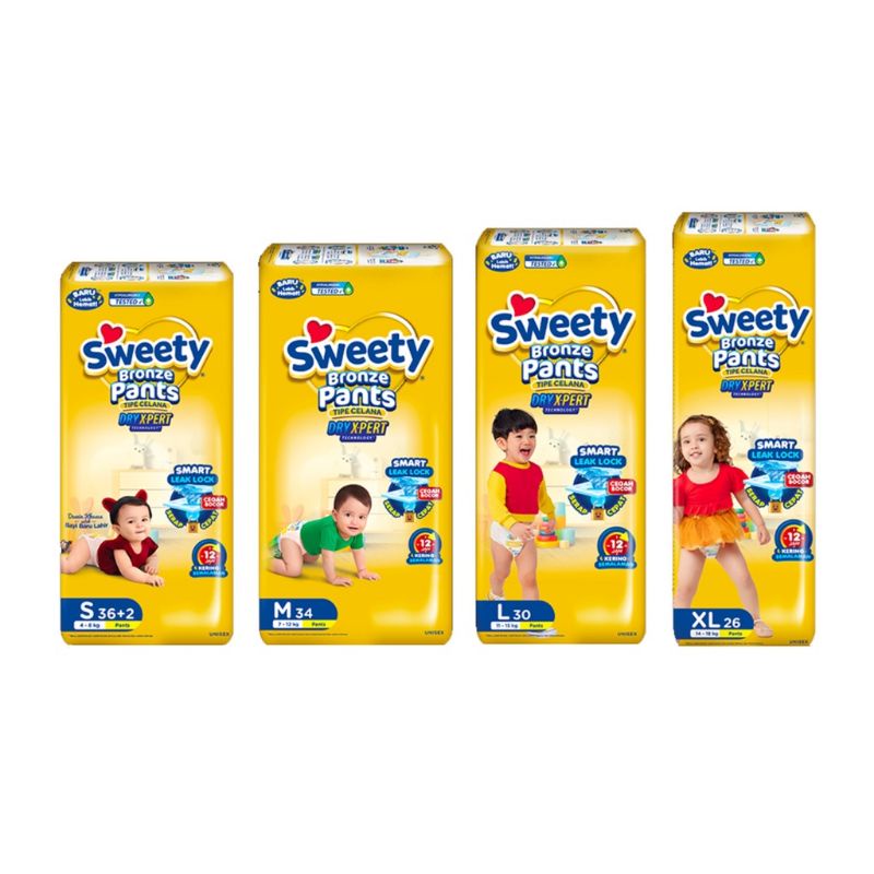 Pempres Sweety Bronze Pants S36+2 / M34 / L30 / XL26 / XL26 / XXL24 Kemasan Baru