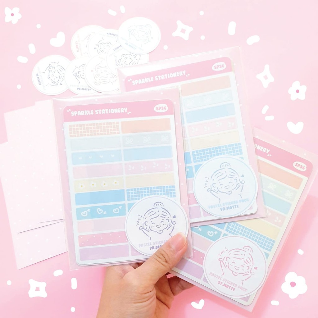 

PROMO !! Sparkle Stationery Pastel Sticker Pack 8in1 Bullet Journal Planner