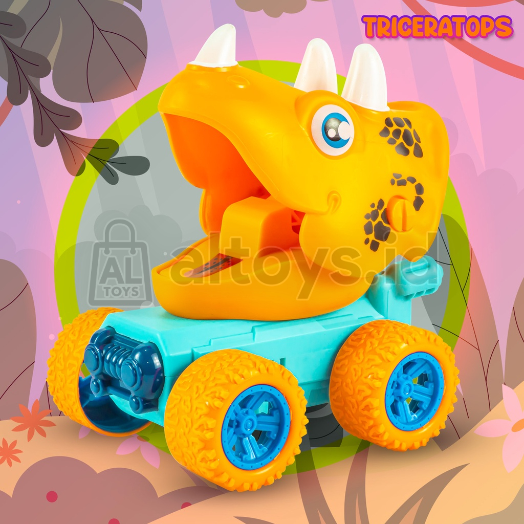 Mainan Mobil Dinosaurus Berjalan Cars Series Press Pull Triceratop / Stegossaurus / Tyrannosaurus YI33