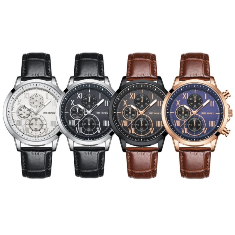 Jam Tangan Pria Sport Murah Jimshoney Jhw 07 Men Watch Original Casual Daily - Arloji Strap Kulit