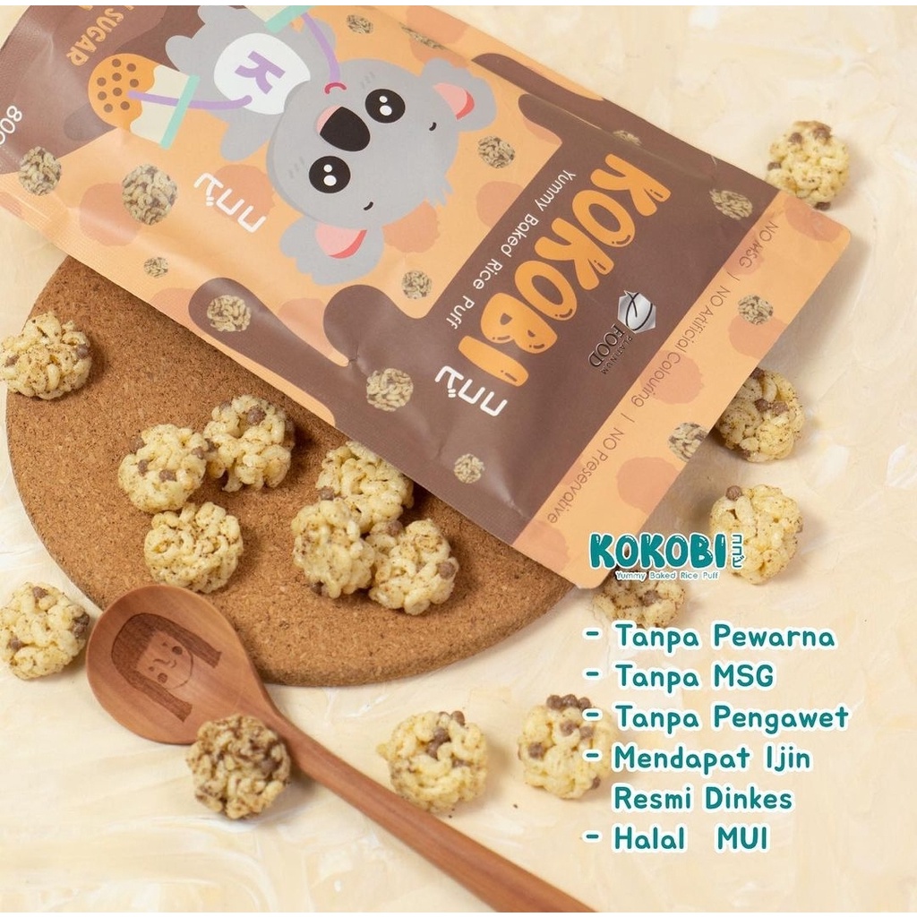 ABE FOOD Kokobi Rice Puff 80g - Snack Beras Bayi Anak - Yummy Baked Rice Puff