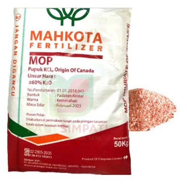 PUPUK KCL ANTI RONTOK DAUN BUNGA BUAH - KCL MAHKOTA ORIGIN KANADA REPACK 100 GR