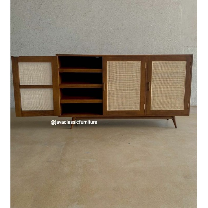 BUFET TV ROTAN RETRO MINIMALIS VINTAGE CABINET SCANDINAVIA DRAWER PAJANGAN BAHAN KAYU JATI GRADE A BERKUALITAS EXPORT FURNITURE JEPARA-1