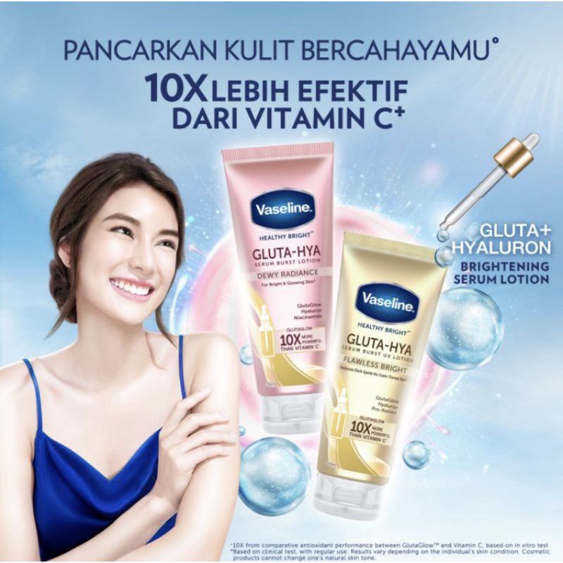 Vaseline Gluta Hya Serum Brust UV Lotion Bright Pink Dewy Radiance / Flawless Radiance Gold 220ml / 330ml