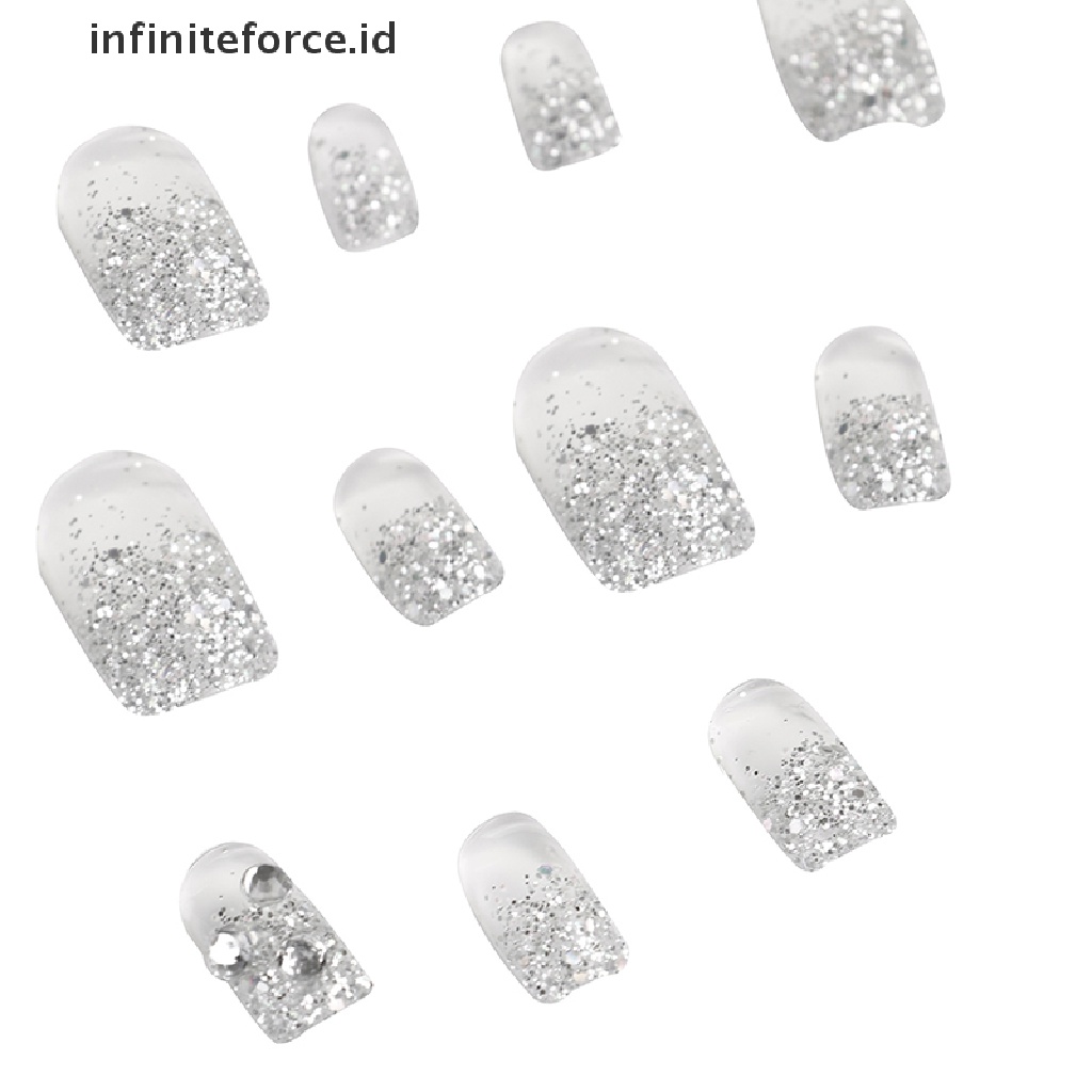 Infiniteforce.id 24pcs / Set Kuku Palsu Full Cover Bahan Akrilik Untuk Nail Art