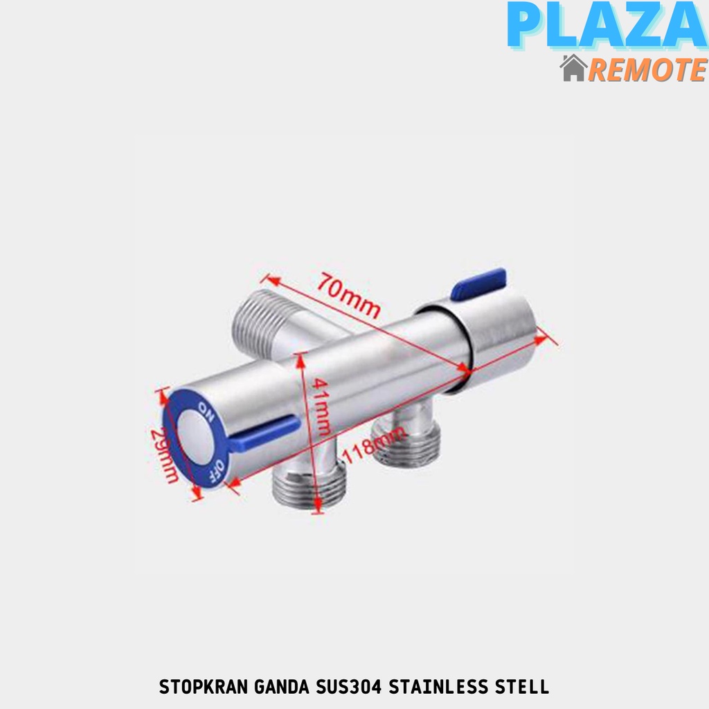 STOP KRAN KERAN DOUBLE SHOWER KIRI DAN KANAN STAINLESS SUS304 ANTI KARAT