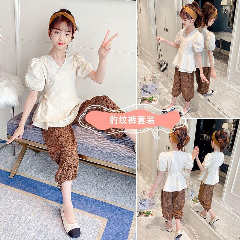 KANAYA LEOPARD KIMONO SET/SETELAN BAJU ANAK TANGGUNG KIMONO IMPORT/ SETELAN GAMIS ANAK CELANA KULOT