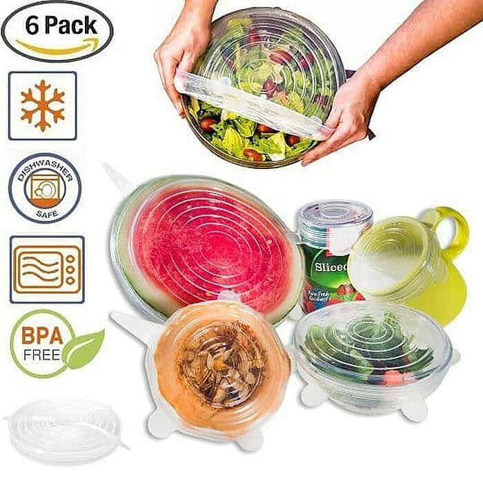 [DAPAT 6 PCS ] Cover Penutup Makanan Serbaguna 6 in 1 - Stretch Bowl Lid Silikon Food