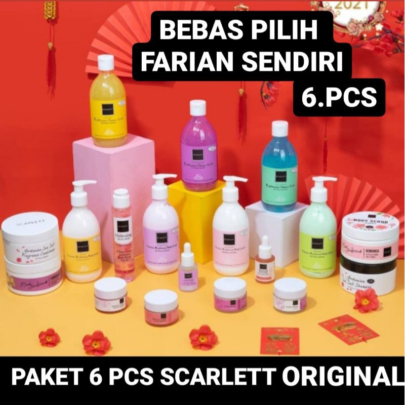 6 ITEM // SCARLETT WHITENING ORIGINAL BEBAS PILIHAN SCARLET