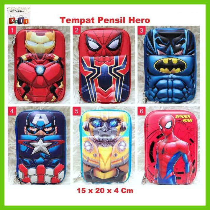 

Silutala- Tempat Pensil Anak Batman Spiderman Ironman Captain Superman Hardcase - Merah -Ori.