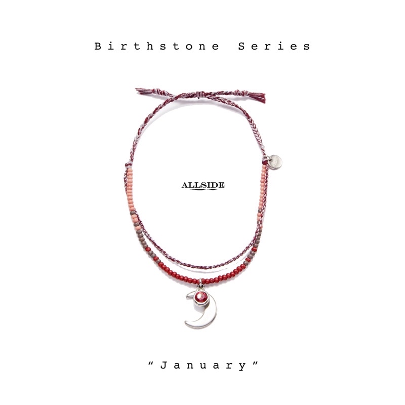 Gelang Tali Gypsy Boho Birthstone January Allside