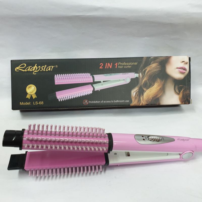 Alat Catok Rambut Ladystar Sisir 2in1 Rebonding Lurus Keriting Temperatur Murah Ls 68