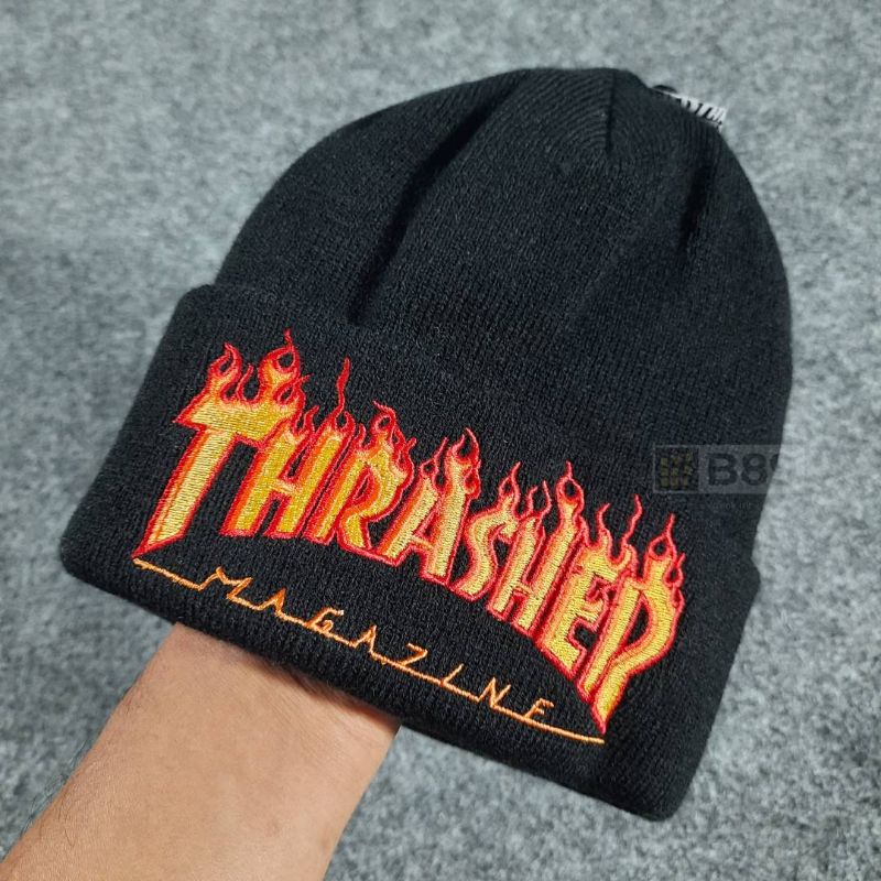 TOPI KUPLUK THRASHER FLAME MAGAZINE BEANIE HAT ORIGINAL