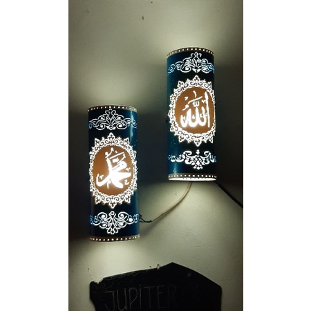Lampu hias paralon ukir kaligrafi