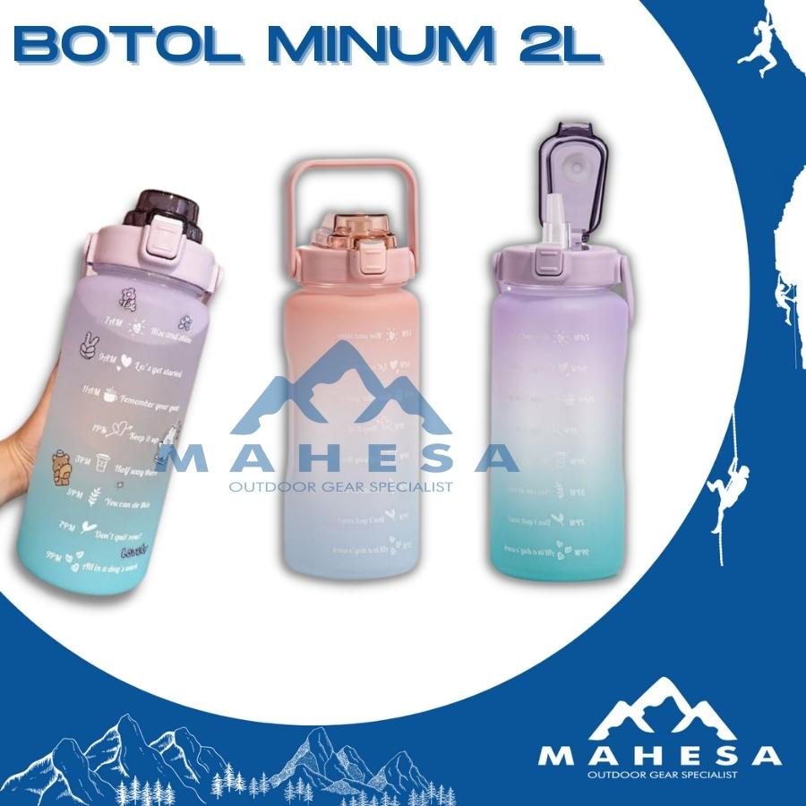Botol Air Minum 2L 2000ml Jumbo Viral Korea Kekinian Pendaki Camping Traveling Hiking Multifungsi Gy